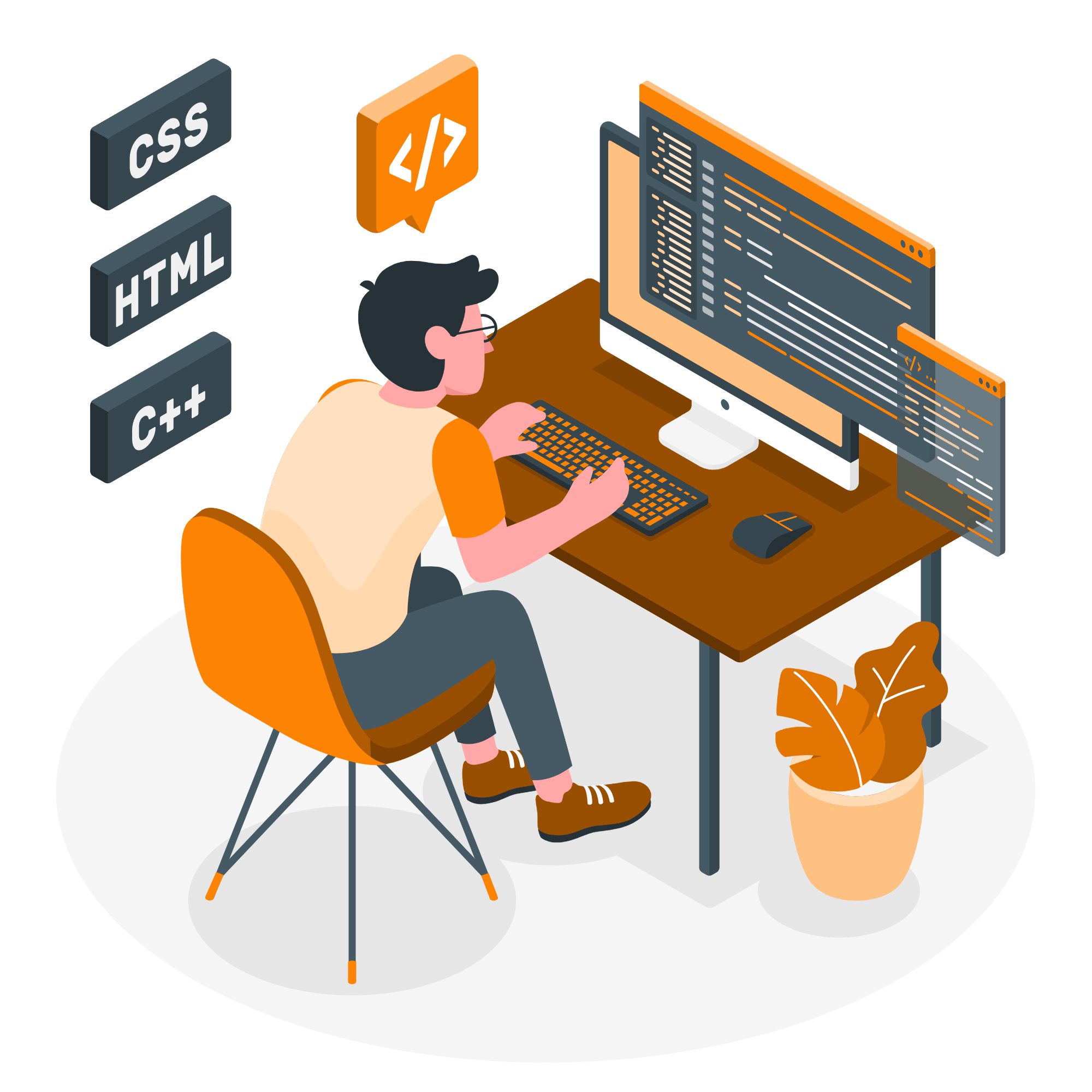HTML- CSS-Java- vector devices-Online world-network-Site stats-boy standing in front of webpage-vector-image-Wordpress-Business-Website-Key Fox Solutions