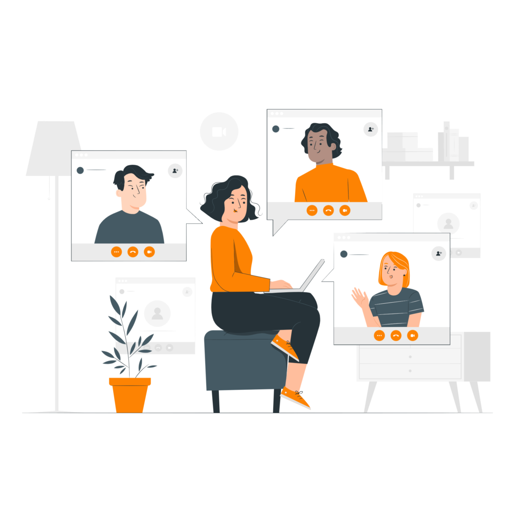 Meating-online meeting-remote meeting-HTML- CSS-Java- vector devices-Online world-network-Site stats-boy standing in front of webpage-vector images-KeyFox Solutions-PSD to Elementor