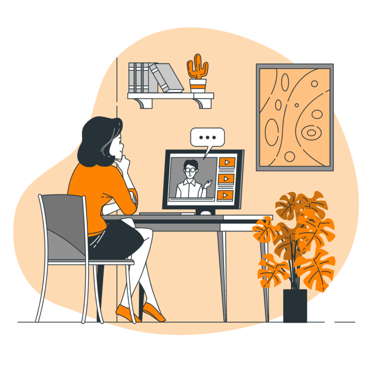 Meating-online meeting-remote meeting-HTML- CSS-Java- vector devices-Online world-network-Site stats-boy standing in front of webpage-vector images-KeyFox Solutions-PSD to Elementor