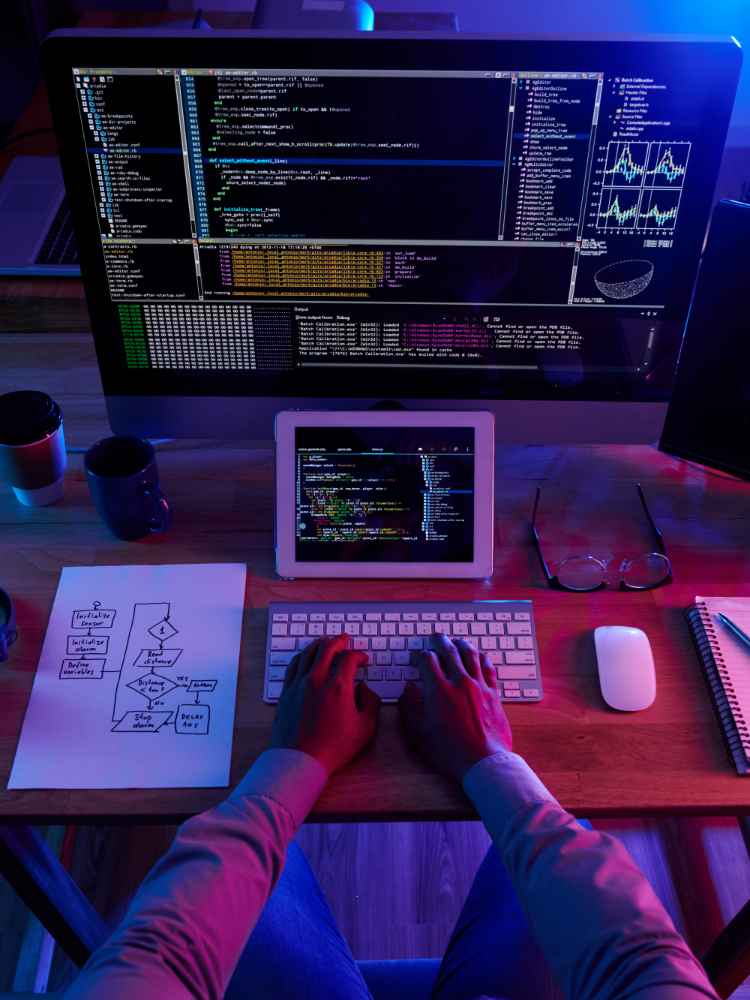 Hacker Performing Cyberattack Night - Enhance SEO Traffic - Programming - Coding - - WordPress Custom Design - KeyFox Solutions